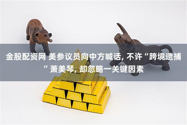 金股配资网 美参议员向中方喊话, 不许“跨境逮捕”萧美琴, 却忽略一关键因素