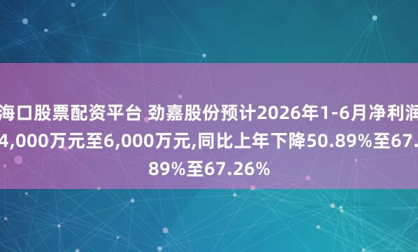 海口股票配资平台 劲嘉股份预计2026年1-6月净利润盈利4,000万元至6,000万元,同比上年下降50.89%至67.26%